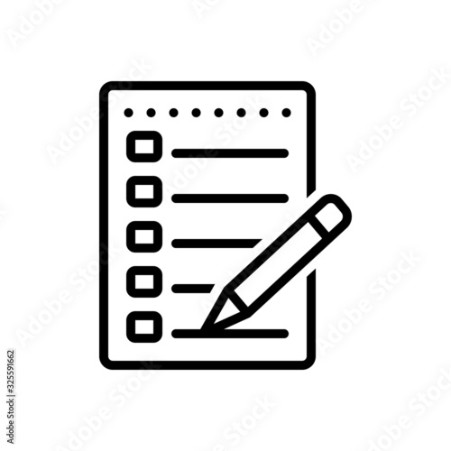 Black line icon for agenda 