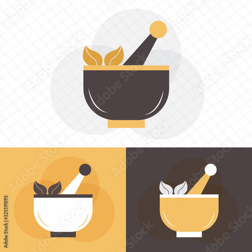 Mortar and pestle pharmacy flat icon