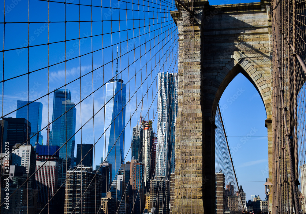 Fototapeta premium ONE WORLD TRADE DESDE PUENTE DE BROOKLYN