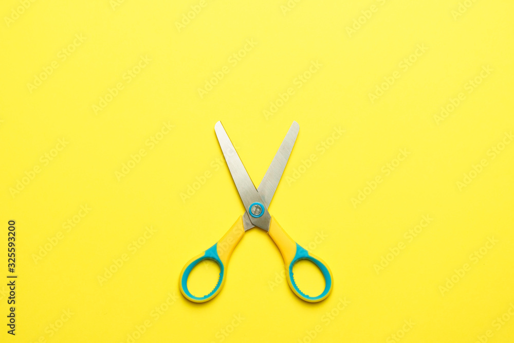 custom made wallpaper toronto digitalscissor on yellow background. copy space. flat lay