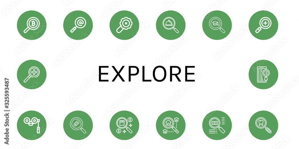 Set of explore icons Set of explore icons
