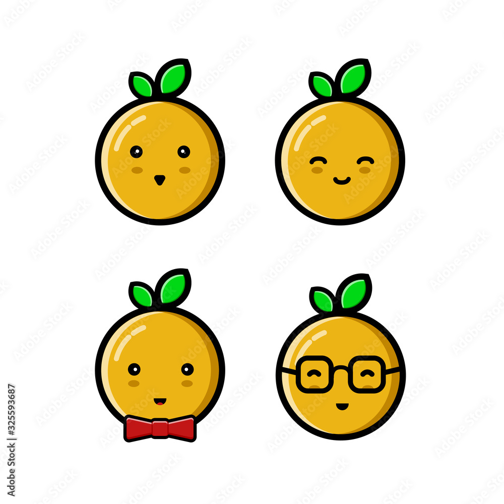 Orange. Cute fruit vector character set, good for vitamin product design, book covers, screen printing, etc. Orange. Cute fruit vector character set, good for vitamin product design, book covers, screen printing, etc.