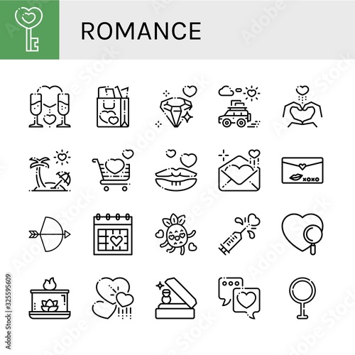 romance icon set