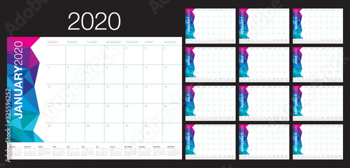 Year 2020 desk calendar vector illustration