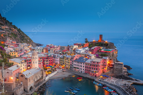 Wallpaper Mural Aerial view of the Cinque Terre town of Vernazza in the evening Torontodigital.ca