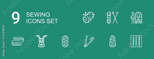 Editable 9 sewing icons for web and mobile