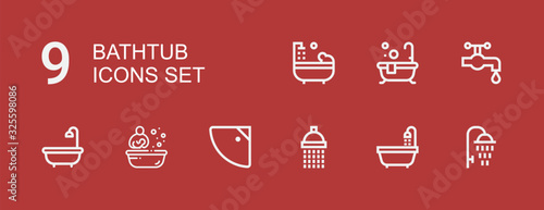 Editable 9 bathtub icons for web and mobile