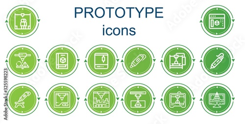 Editable 14 prototype icons for web and mobile