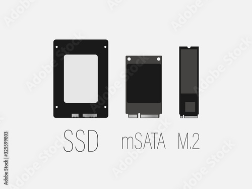 Ssd mSATA, M2, SSD icon. Vector illustration, flat design.