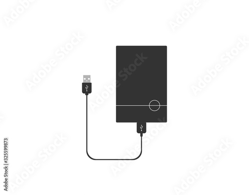 External hard disk drive icon. Vector illustration, flat design.