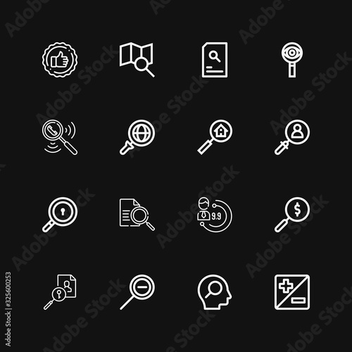 Editable 16 inspection icons for web and mobile