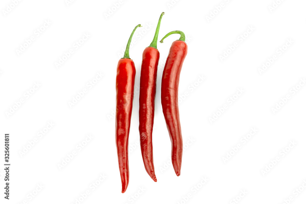 3 red chili in white background 3 red chili in white background