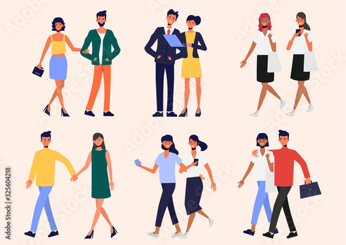 Abstract people with couple lifestyle. People community in trends.