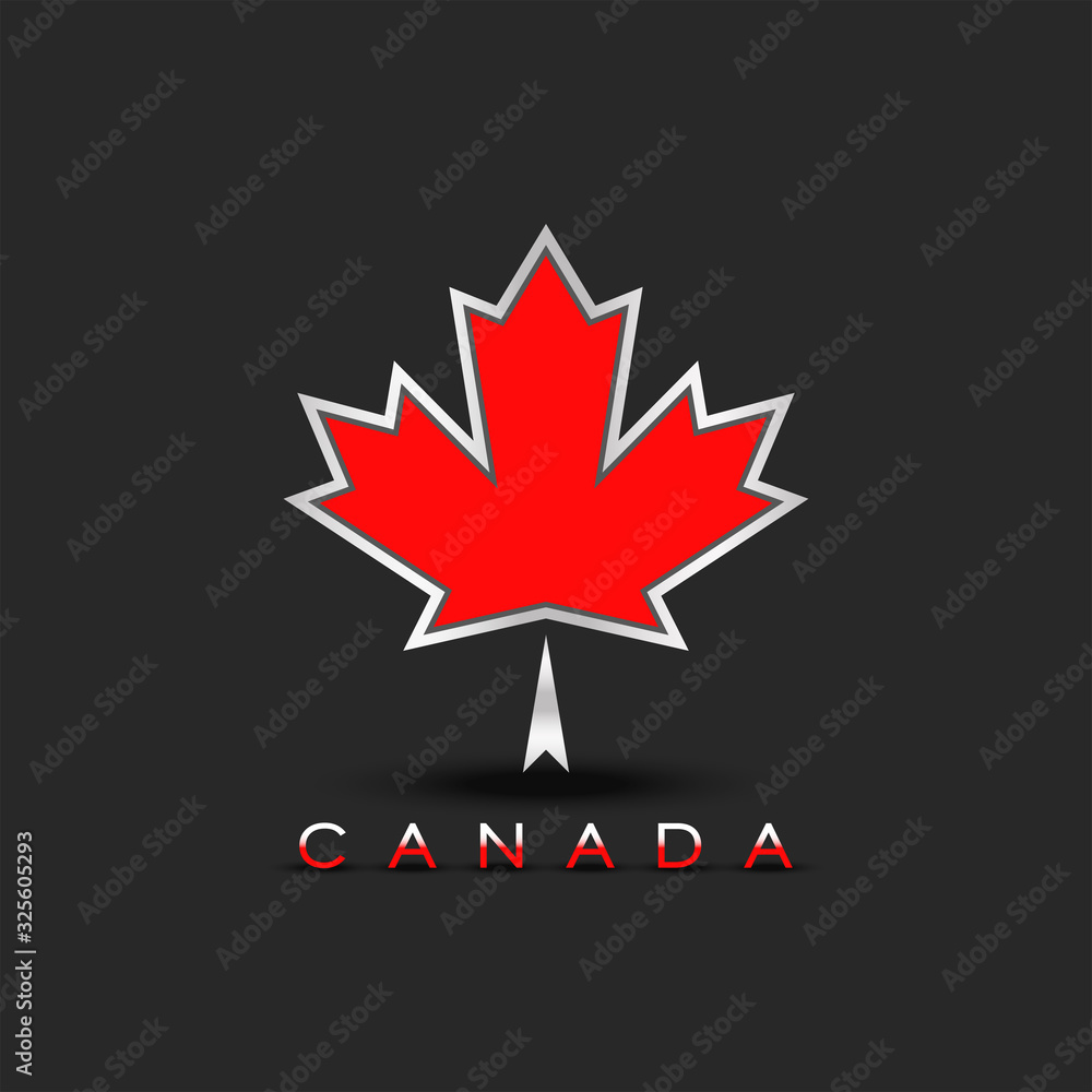Coat of arms of Canada maple leaf with 3D effect, creative illustration for fashion print on t-shirt, patriotic symbol for Canadian national poster or patriot sticker. Coat of arms of Canada maple leaf with 3D effect, creative illustration for fashion print on t-shirt, patriotic symbol for Canadian national poster or patriot sticker.