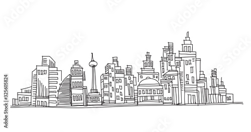 Free hand line drawing city landscape  vector design