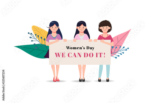 Women's day international holding banner.