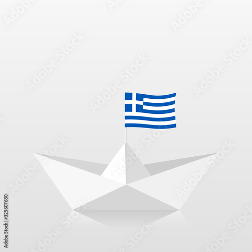 Paper boat with greece flag