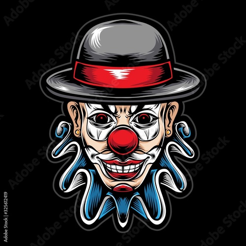scary clown head vector logo