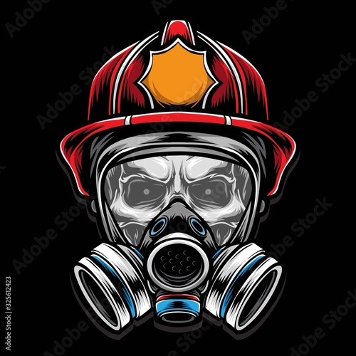 skull fire fighter vector logo