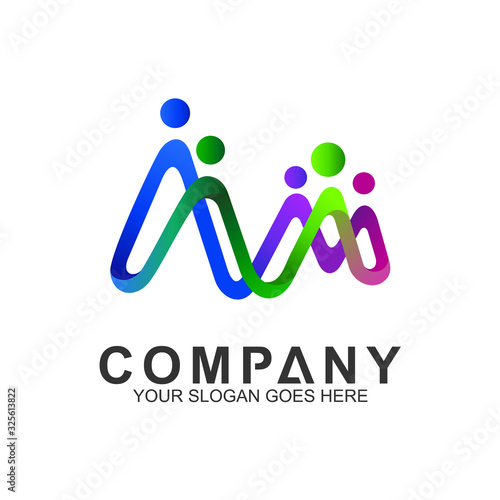 family logo in line art style, adoption icon, community care symbol