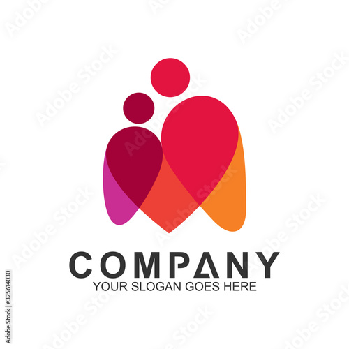 family love and caring vector logo design