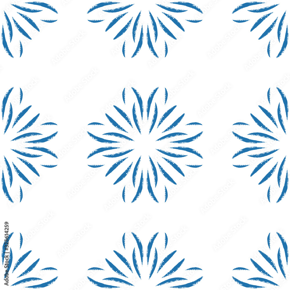 Vector blue mandala illustration, seamless pattern design.