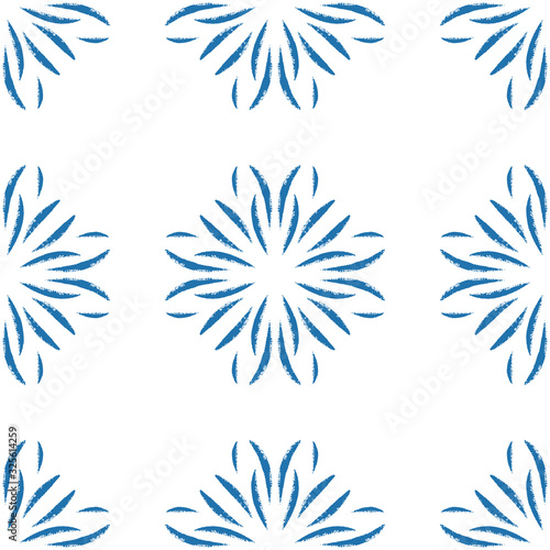 Vector blue mandala illustration, seamless pattern design.