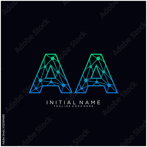 Letter AA abstract line art logo template.