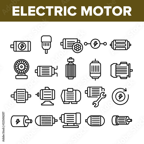 Fototapet Electronic Motor Tool Collection Icons Set Vector