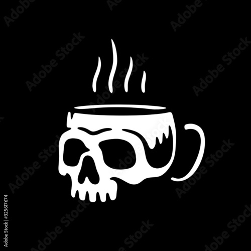 SKULL CUP LOGO WHITE BLACK BACKGROUND