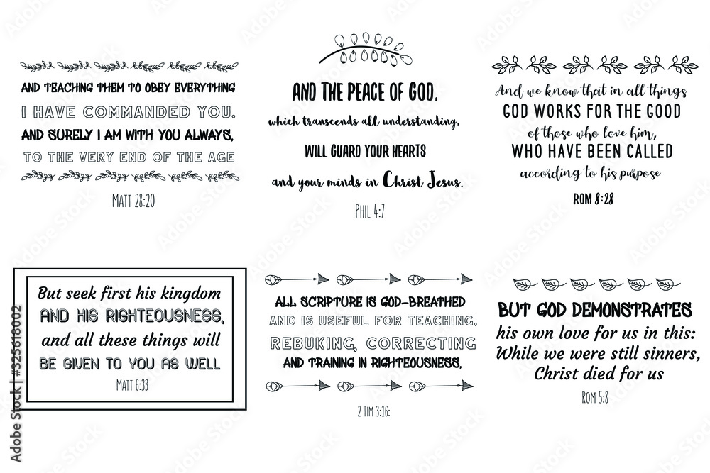 Set of Calligraphy sayings for print. Vector Quotes scripture bible verses Set of Calligraphy sayings for print. Vector Quotes scripture bible verses