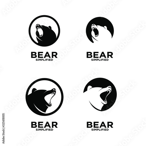Collection of logo bear with circle and isolated white background