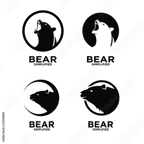 Collection of logo bear with circle and isolated white background