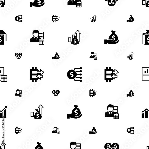 economy icons pattern seamless. Included editable filled Asset, Marketing budget, Cryptocurrency, Accountant, Peer to Peer, Deposit, Balance Sheet icons. economy icons for web and mobile.