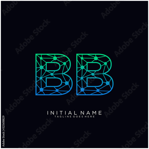 Letter BB abstract line art logo template.