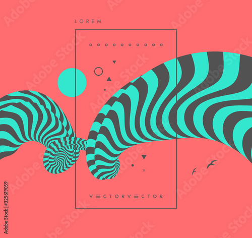 Background with optical illusion. Pattern can be used as a template for brochure, annual report, magazine, poster, presentation, flyer and banner. 3d vector illustration.