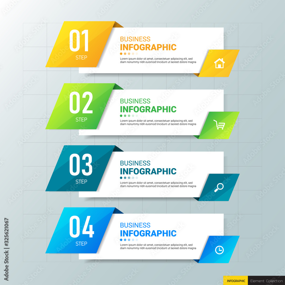 Modern infographics banner 4 steps design template. Modern infographics banner 4 steps design template.