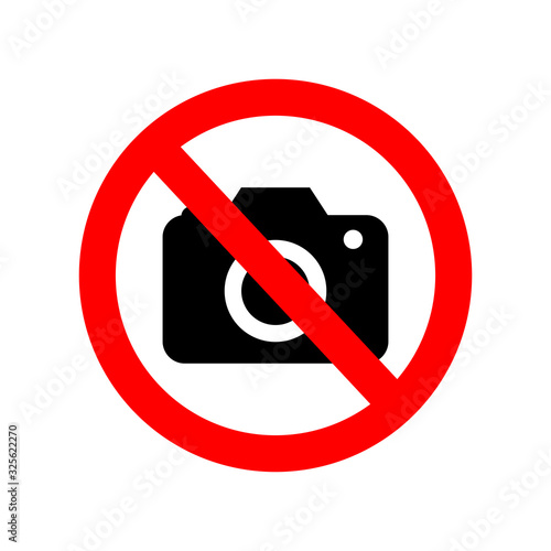 No camera SLR. sign,camera or photo,record,video recording isolated on white background,warning label icons