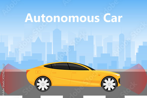 Autonomous car, driverless vehicle sensor and camera systems of vehicle Illustration Vector