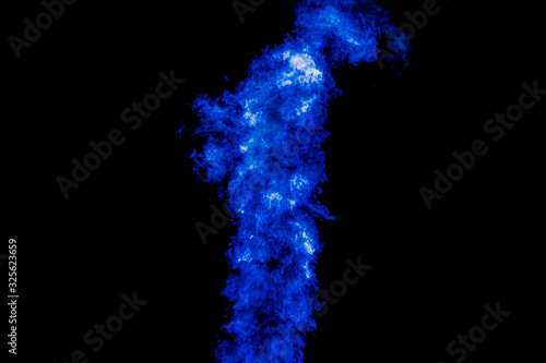 Phantom blue fire flames blazing fiery burning isolated on a black background