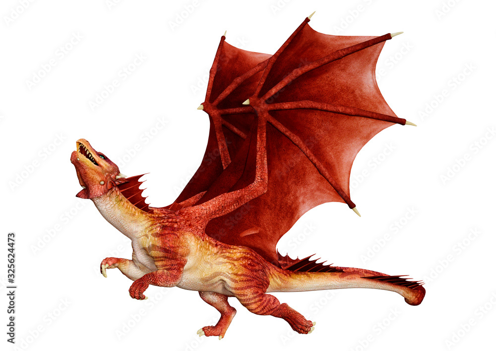 3D Rendering Fairy Tale Dragon on White 3D Rendering Fairy Tale Dragon on White