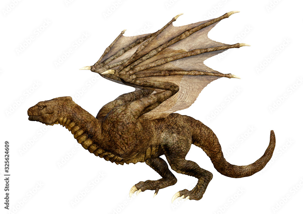 Fototapeta premium 3D Rendering Fairy Tale Dragon on White