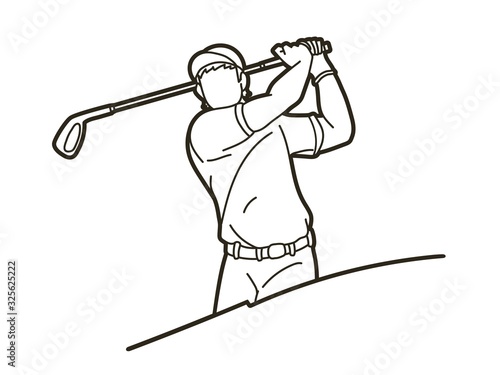 Golf player Golfer action cartoon sport graphic vector.