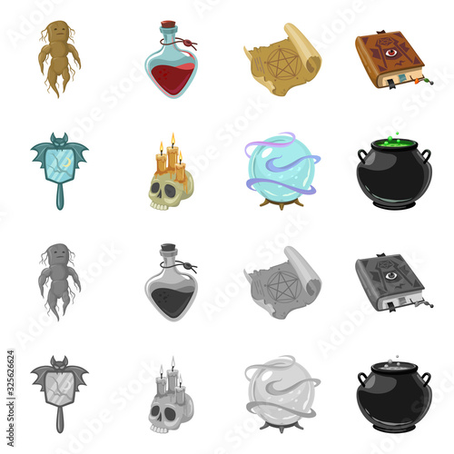 Vector design of witchcraft and mystic symbol. Collection of witchcraft and magic stock symbol for web.