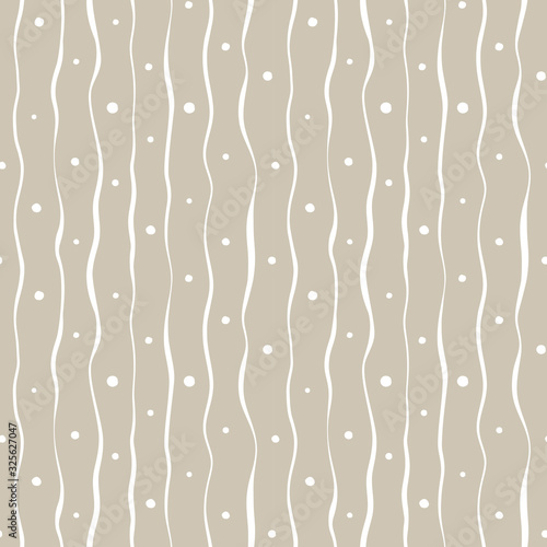 Simple 2 color stripes pattern. Seamless wave and dots pattern. Nature theme