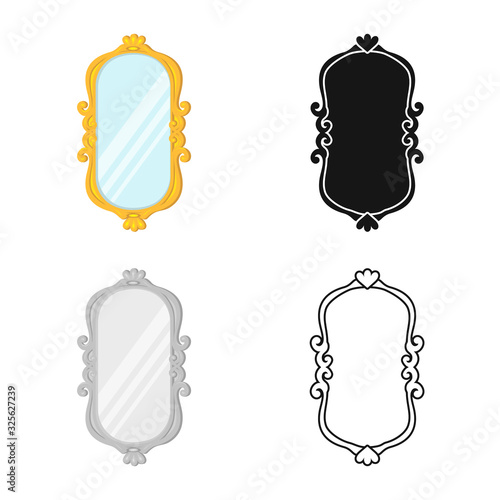 Vector illustration of mirror and chrome icon. Web element of mirror and rectangle vector icon for stock.