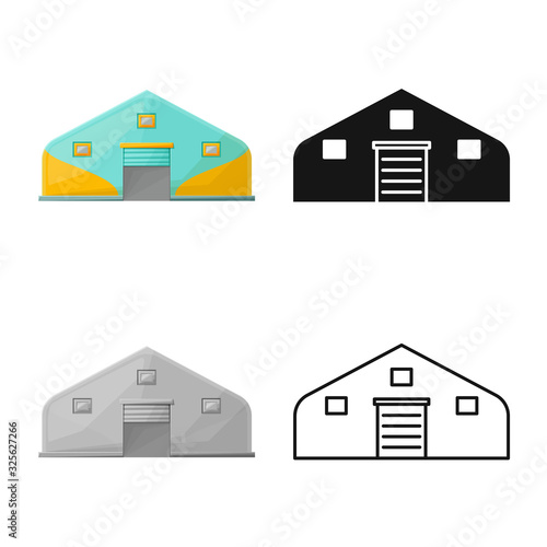Vector design of hangar and awning symbol. Graphic of hangar and warehouse stock vector illustration.