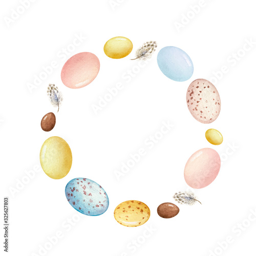 Happy Easter vector watercolor hand painted greeting card.