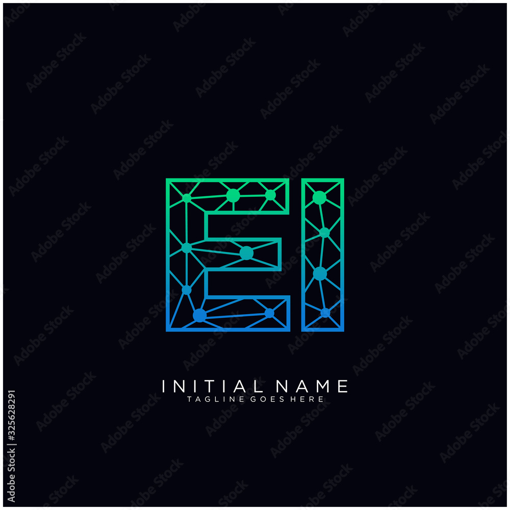 Letter EI abstract line art logo template. Letter EI abstract line art logo template.