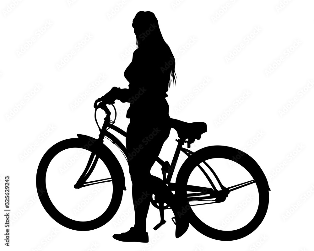 Obraz premium Young athlete on a bike for extreme stunts. Isolated silhouette on a white background